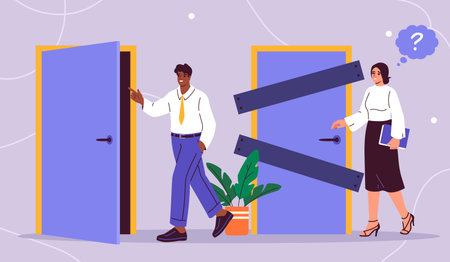 Opportunity inequality concept illustration. Vector illustrationのイラスト素材