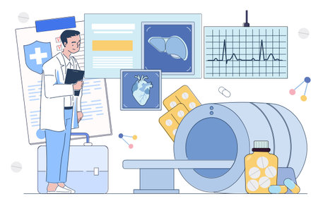 Medical diagnostics and MRI scan concept. Vector illustrationのイラスト素材