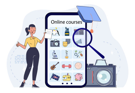 Online learning platform interface design. Vector illustrationのイラスト素材