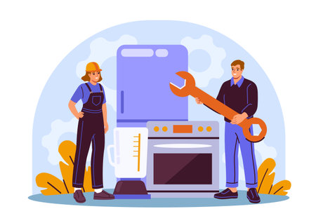 Appliance repair service concept scene. Vector illustrationのイラスト素材