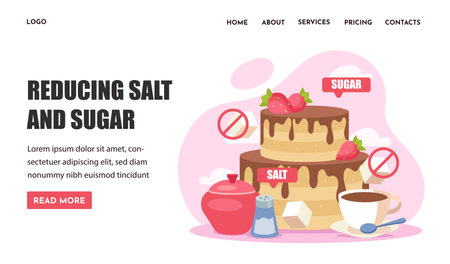 Reducing Salt and Sugar Concept Banner. Vector illustrationのイラスト素材