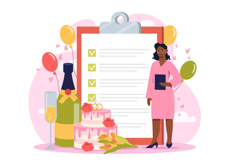Wedding planning checklist concept art. Vector illustrationのイラスト素材