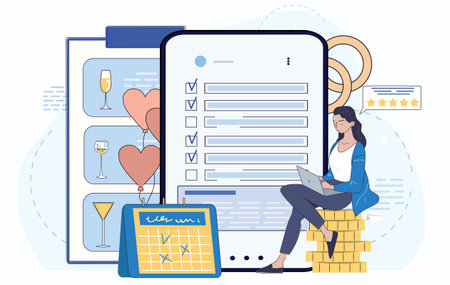 Wedding planning checklist concept idea. Vector illustrationのイラスト素材
