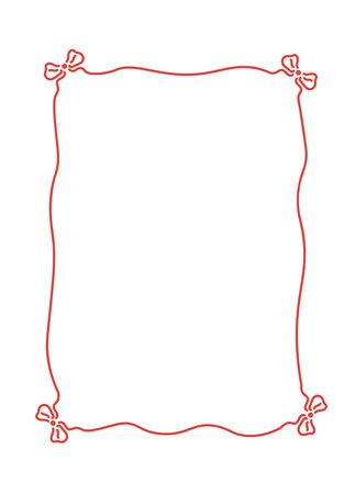Red ribbon border with bow accents. Vector illustrationのイラスト素材