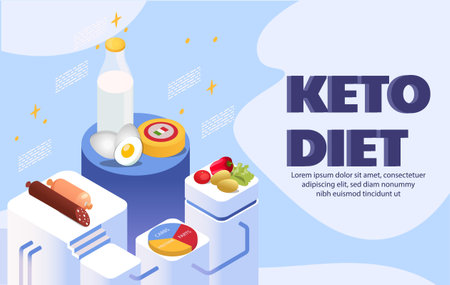 Keto diet healthy food infographic chart. Vector illustrationのイラスト素材