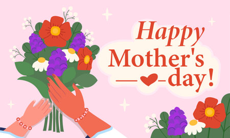 Mothers Day floral greeting card design. Vector illustrationのイラスト素材
