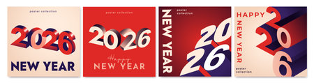 2026 New Year poster collection design. Vector illustration