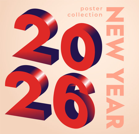 2026 New Year poster design concept. Vector illustrationのイラスト素材