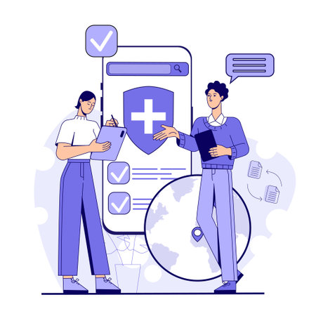 Medical data security concept illustration. Vector illustrationのイラスト素材