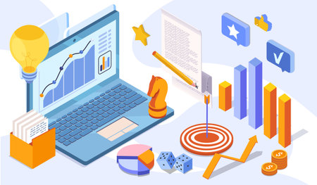 Business strategy and data analysis concept. Vector illustrationのイラスト素材