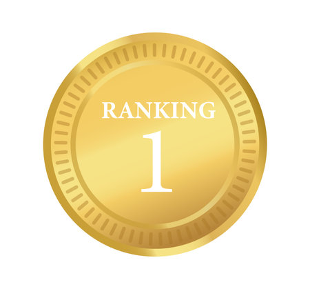 Gold medal ranking number one badge. Vector illustrationのイラスト素材