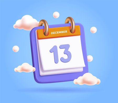 December calendar date with clouds. Vector illustrationのイラスト素材