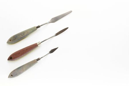 spatulas for drawing isolated on white backgroundの写真素材