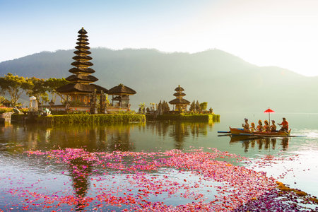 Pura Ulun Danu temple on a lake Beratan  Baliのeditorial素材
