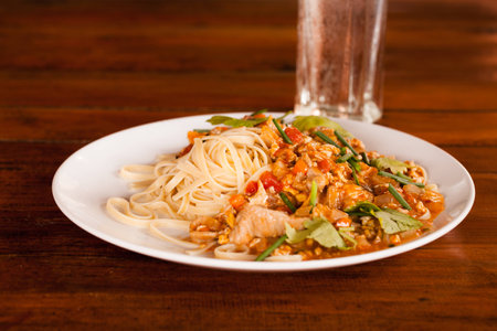 pasta with meat.の写真素材