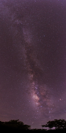 The Panorama Milky Way. Long exposure photograph.