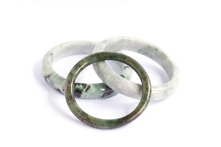 jade bracelet on isolated white  background.