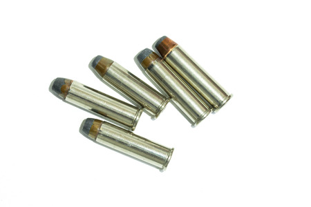 357 bullet for a gun isolated on white background.