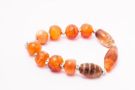 Agate Bracelet Isolated On White Background.の写真素材