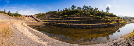 Spillway of a hydro electric dam in Kiw Ko Ma Mountains of Lampang Thailand.の写真素材