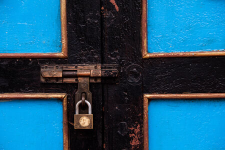 locked old wooden door.