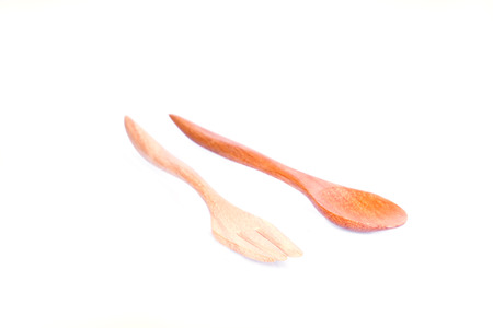 Wooden Spoon isolated on white backgroundの写真素材