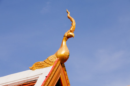 Thai art on roof Church at Thai temple.