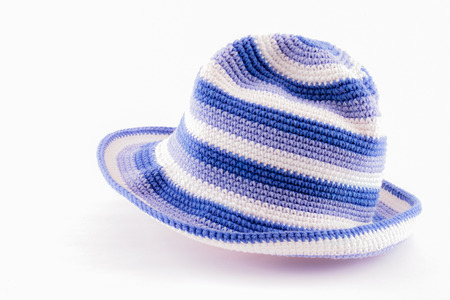 Knitted wool hat isolated on white background.の写真素材