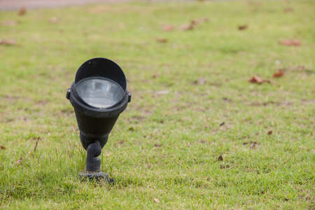 Led light on green grass texture background.の写真素材
