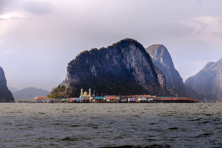 Phang Nga bay, muslim village at Panyi or Panyee island, South of Thailandのeditorial素材