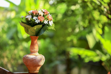 nice flowers in the antique vase potの写真素材
