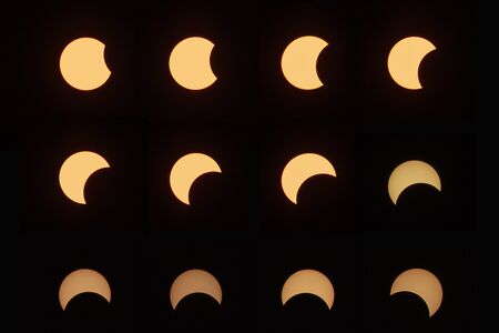partial eclipse, lunar and solar eclipses are visible in Lampang, Thailandの写真素材
