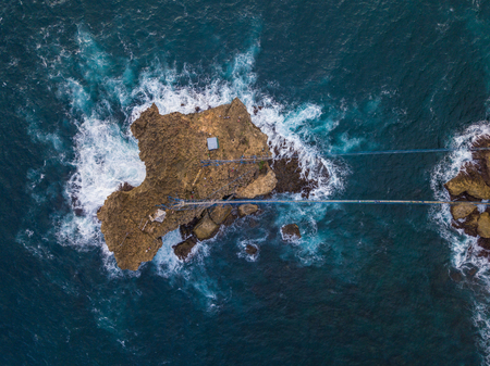 Pulau Timang connecting gondola to land from aerial view