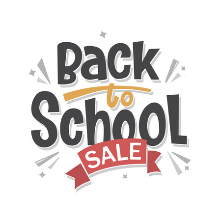 Vector lettering illustration of "back to school Sale". Design element for the design of leaflets, postcards, envelopes, covers, sales leafletsのイラスト素材