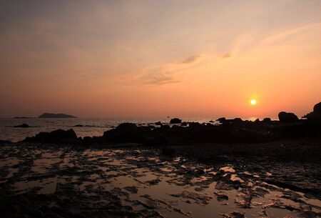 Sunset at sea in Pattaya Thailandの写真素材