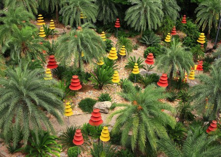 Tree with colorful umbrellasの写真素材