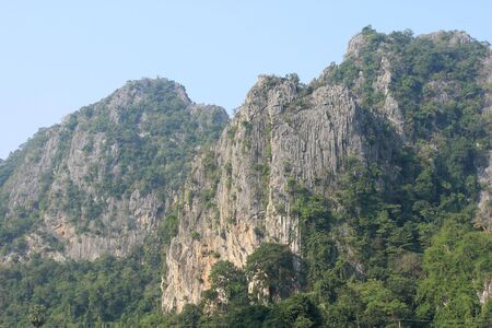 Image of ancient limestone hills in thailand の写真素材