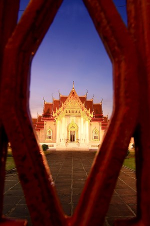 Buddhist temple in Bangkok. People faces blurredの写真素材