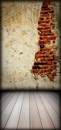 brick wall and wood floorの写真素材