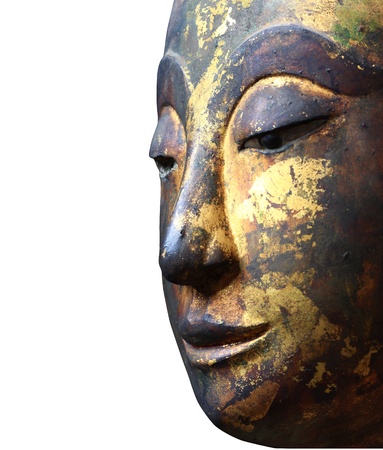half of a buddha's face on white backgroundの写真素材