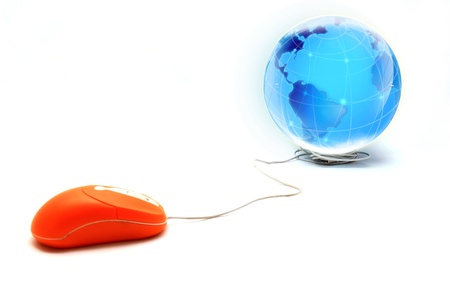Computer mouse and Globe, concept of global Communication, internetの写真素材