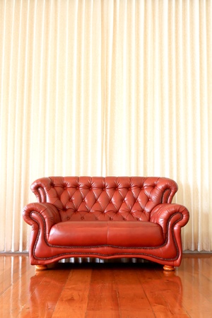 Modern interior with red sofaの写真素材