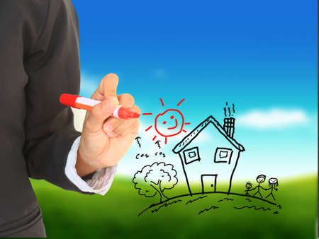 Draw a house with a penの写真素材