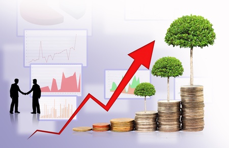 Financial graph with coinsの写真素材