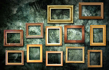 golden frame on old wall