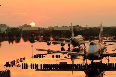 BANGKOK THAILAND - NOV 14 : scenes from Donmaung Airport Bangkok during its worst flooding in decades is a major disaster Nov 14,2011 in Bangkok Thailandのeditorial素材
