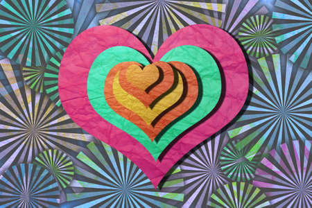 greeting card ,Valentine day ,heart and cupid on paper textureの写真素材