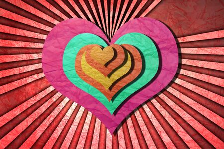 greeting card ,Valentine day ,heart and cupid on paper textureの写真素材