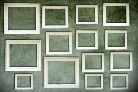 White frame on old wallの写真素材