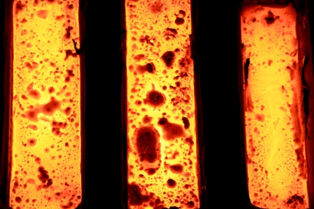 Foundry - molten metal in mould - leftoverの写真素材